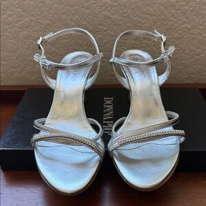 “Donna Piu” Silver Strappy Women's Dress Sandals